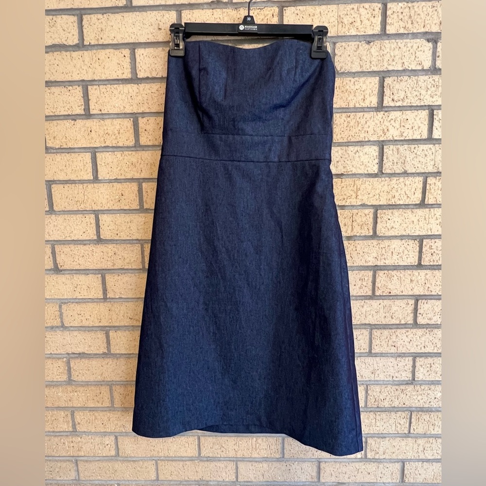 Strapless Navy Blue Knee-Length dress